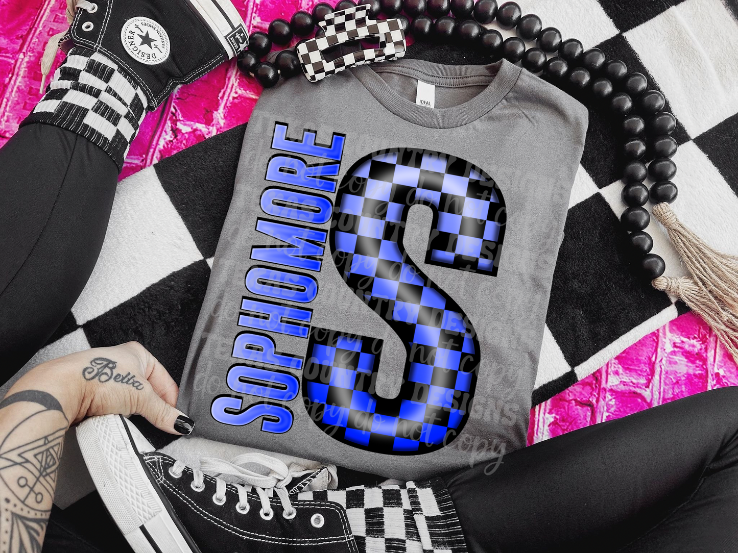 School Grades Blue Checkered
