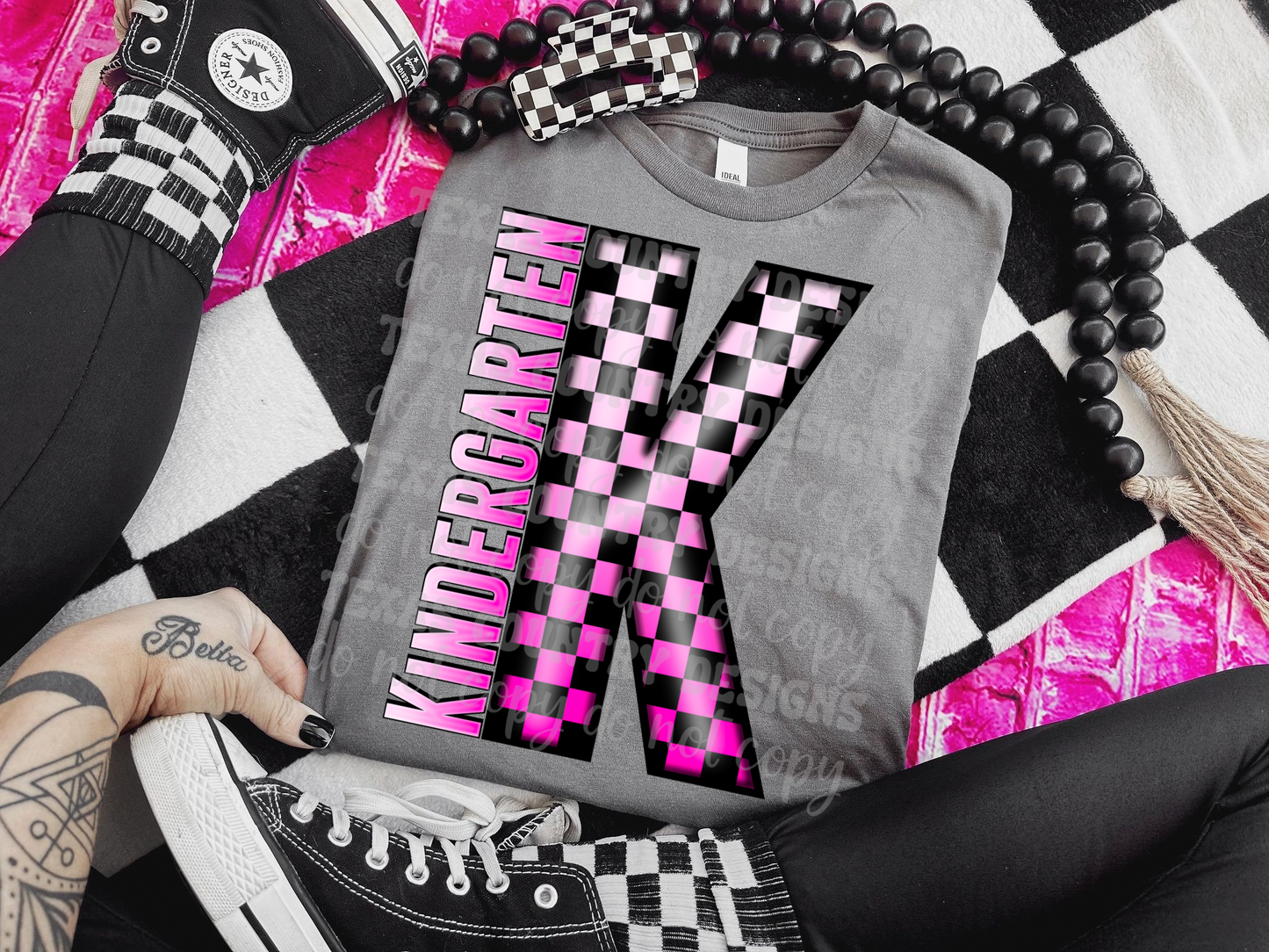 School Grades Pink Checkered
