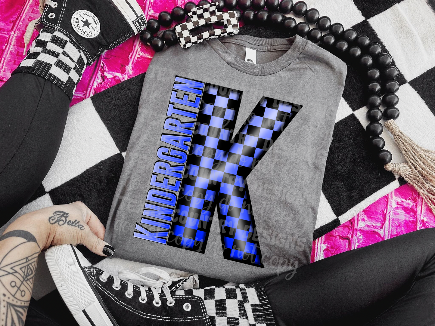 School Grades Blue Checkered