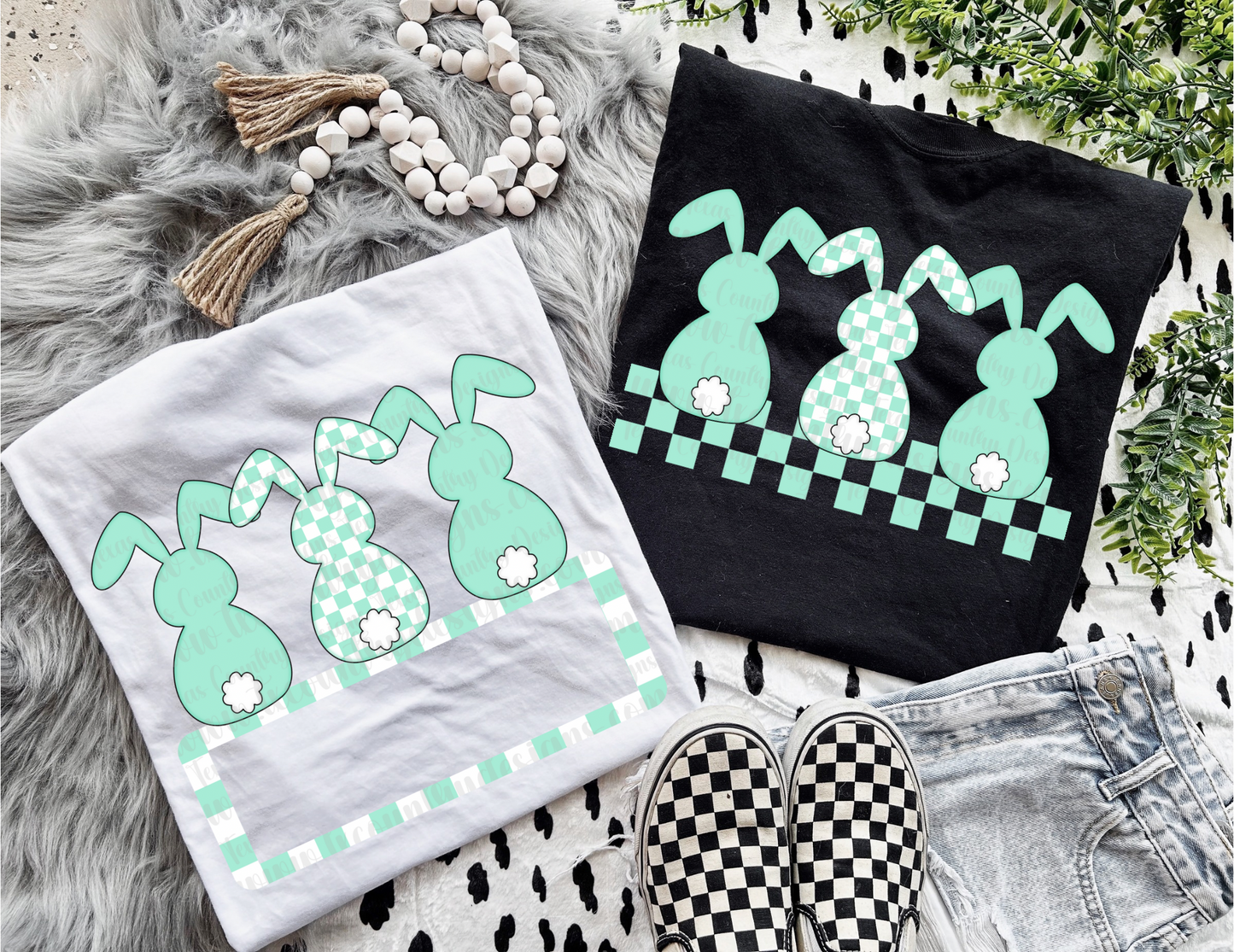 Pastel Green Checkered Bunny Combo