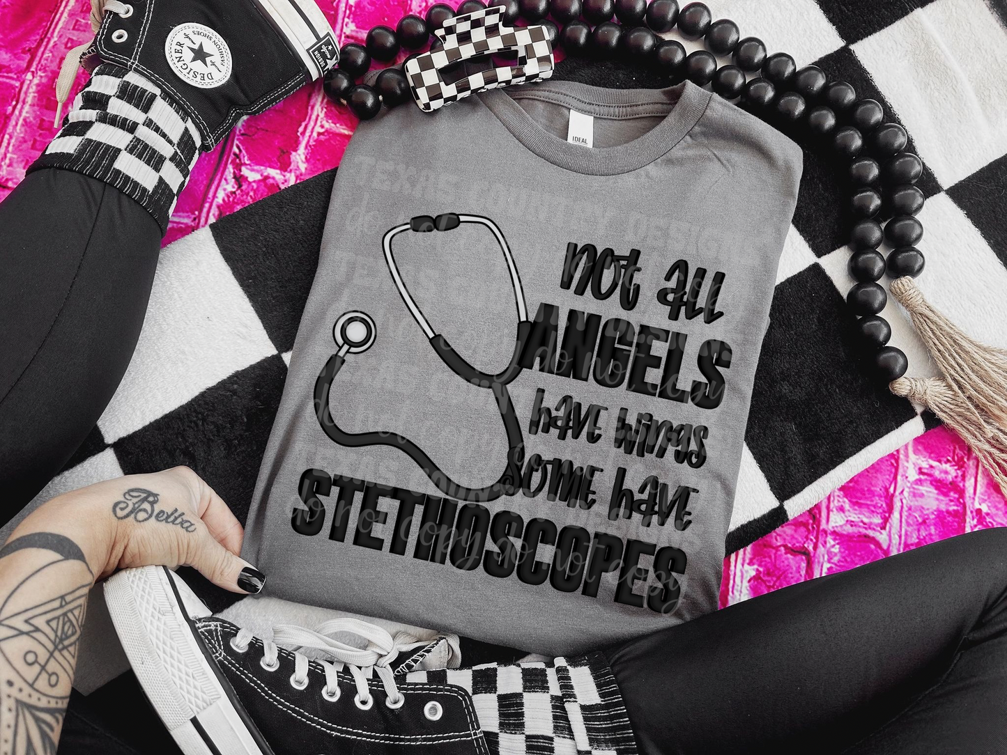 Not All Angels Have Wings - Stethoscopes - Black