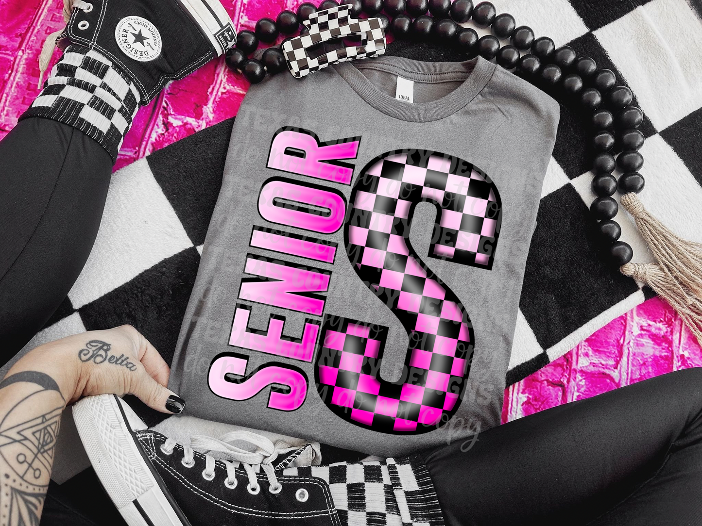 School Grades Pink Checkered