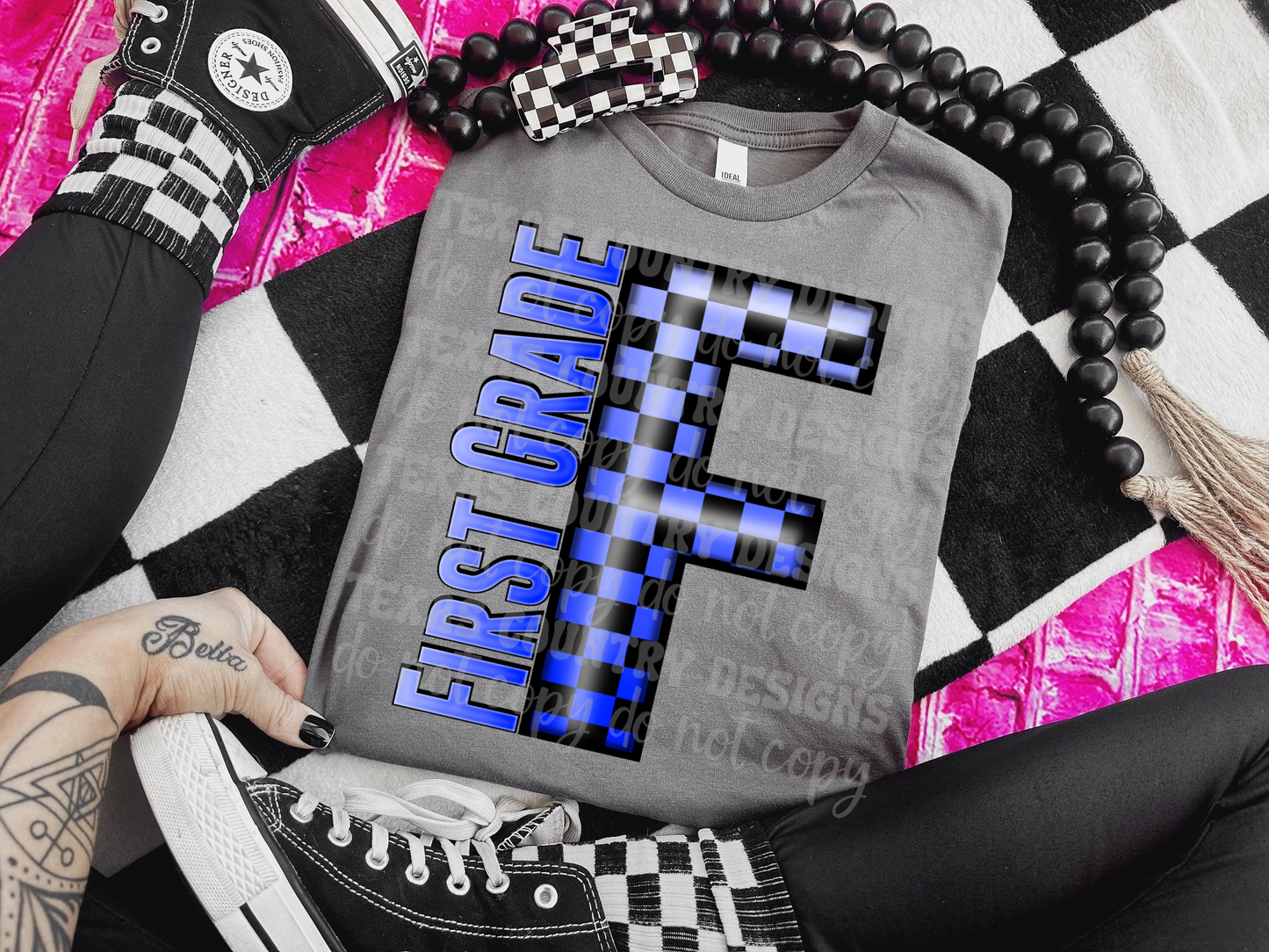 School Grades Blue Checkered
