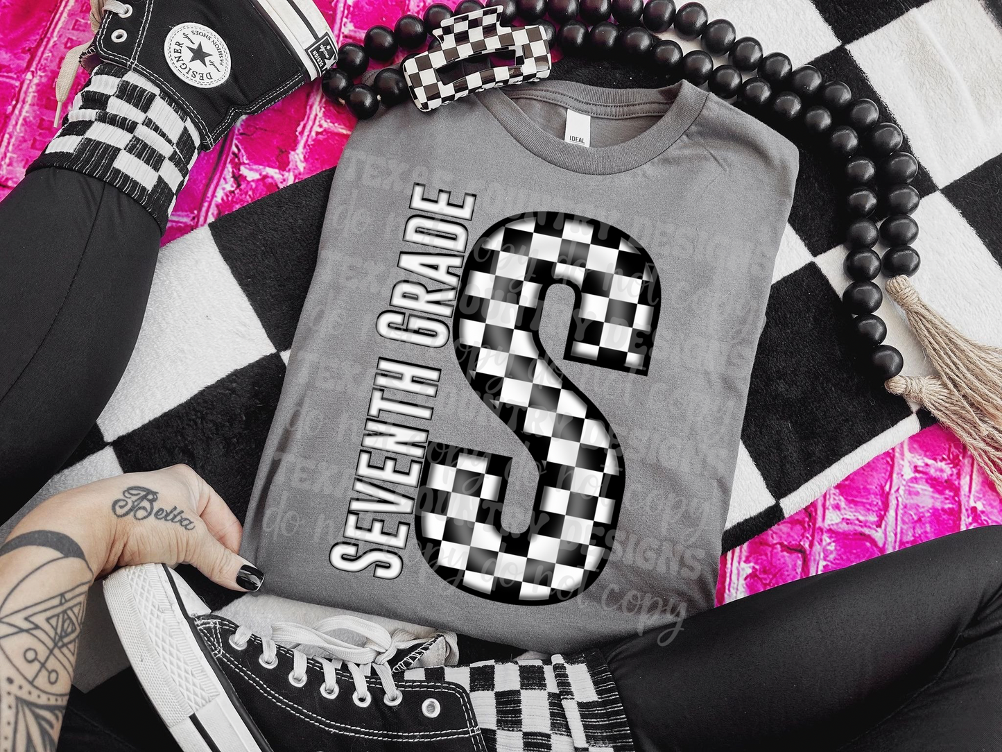 School Grades Black Checkered