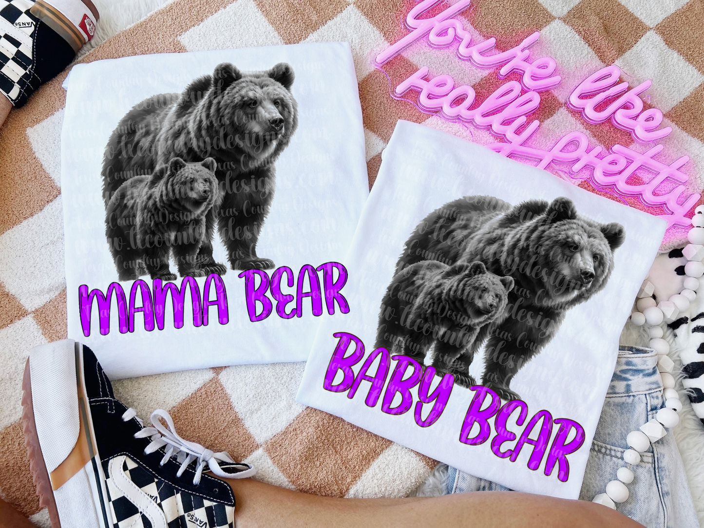 Black Mama/Baby Bear - Purple