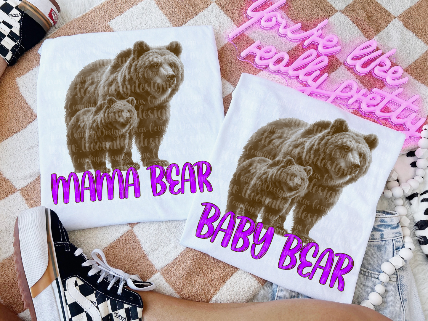 Brown Mama/Baby Bear - Purple
