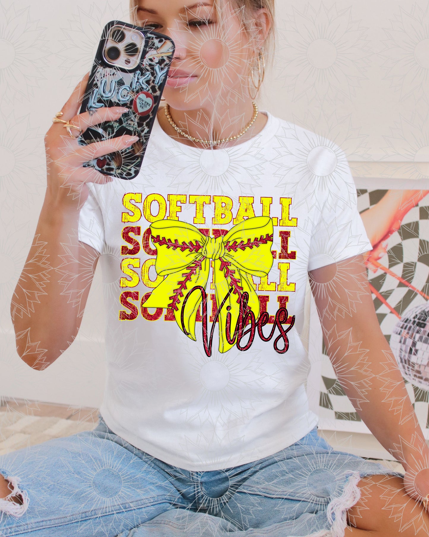 Softball Vibes Partial Glitter