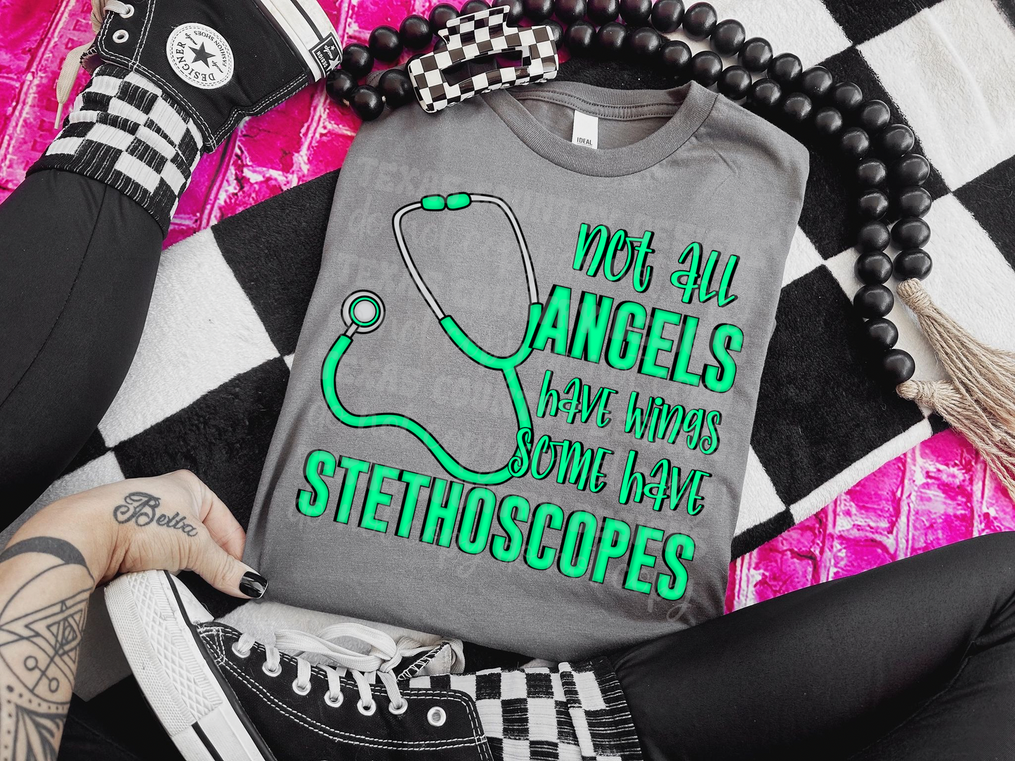 Not All Angels Have Wings - Stethoscopes - Green