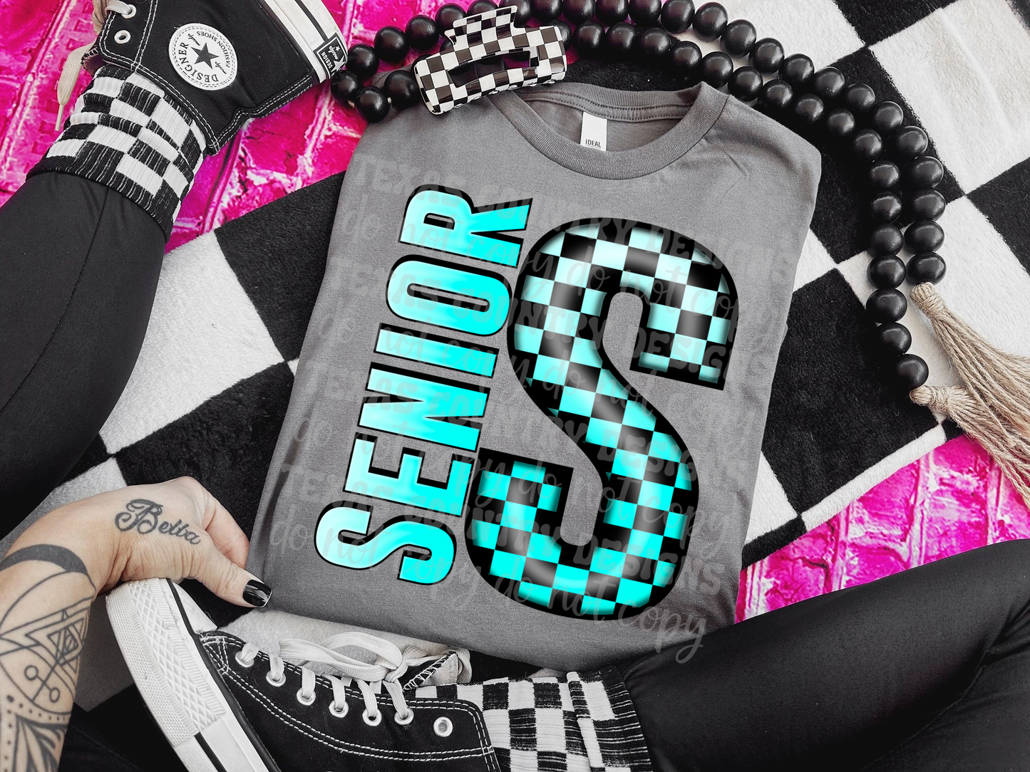 Senior Turquoise Checkered