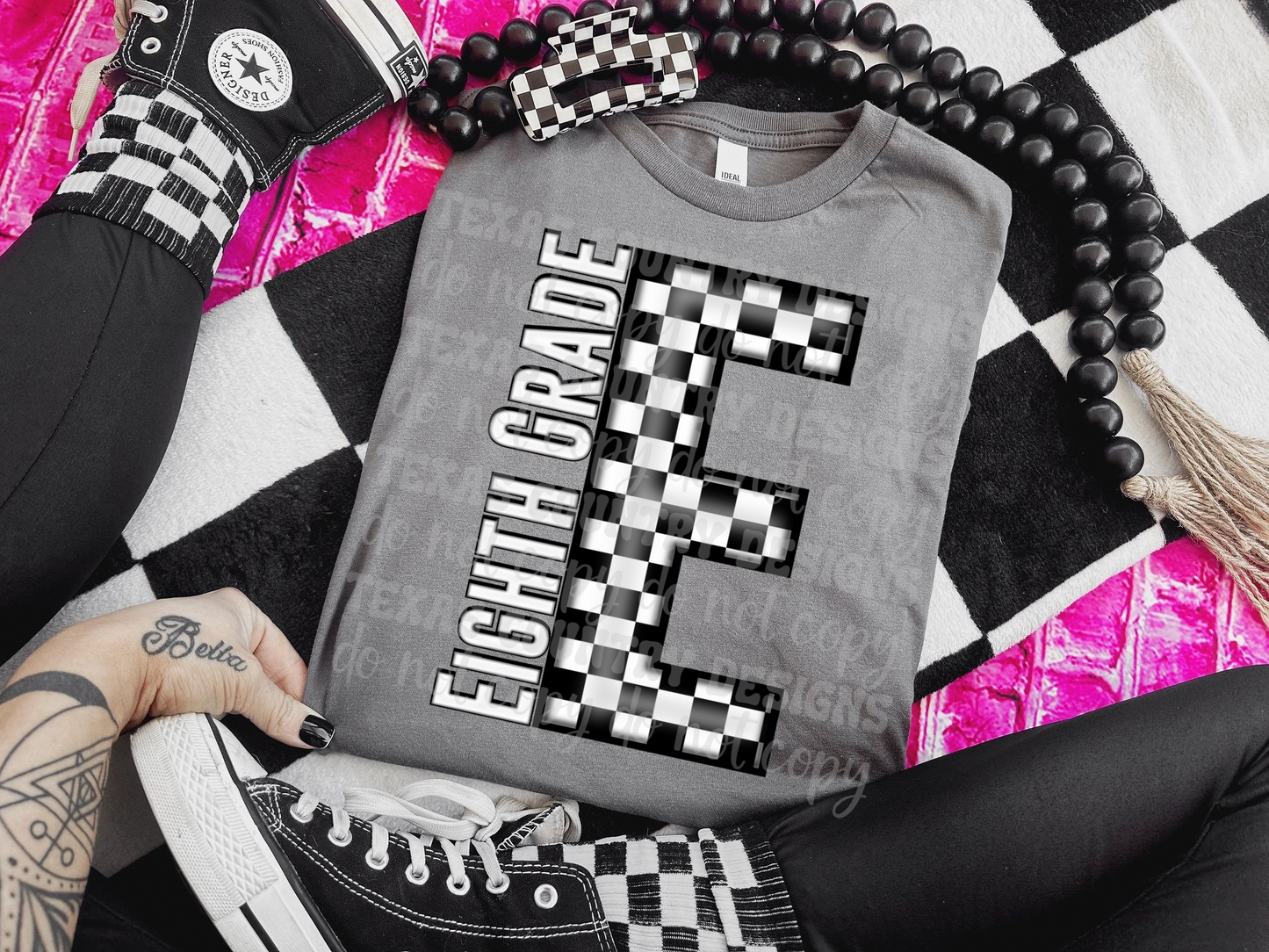 School Grades Black Checkered