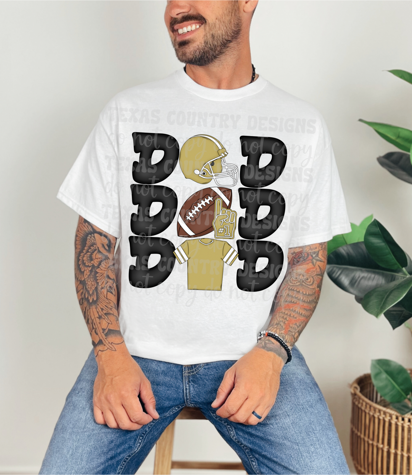 Stacked Football Dad Gold