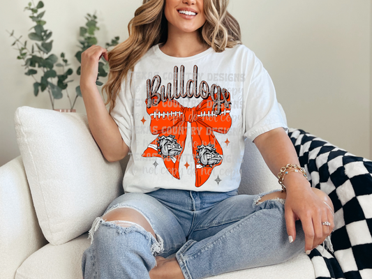 Burbank Bulldogs Orange Football Ribbon Bow