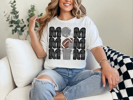 Stacked Football Mom Gray