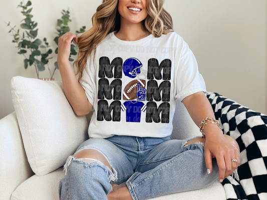 Stacked Football Mom Navy