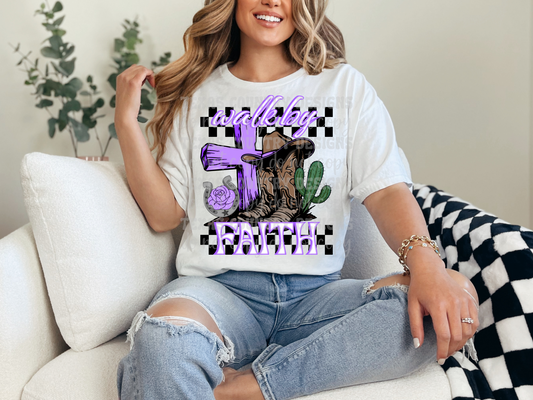 Walk By Faith Purple Checkered