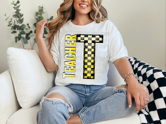 Teacher Yellow Checkered