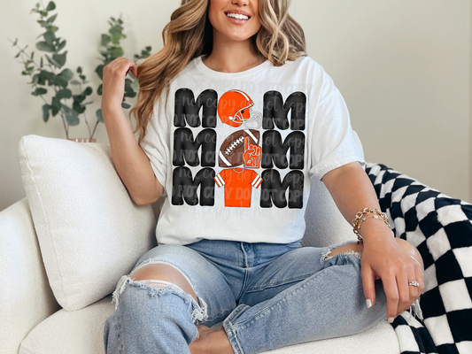 Stacked Football Mom Orange