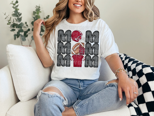 Stacked Football Mom Maroon Glitter