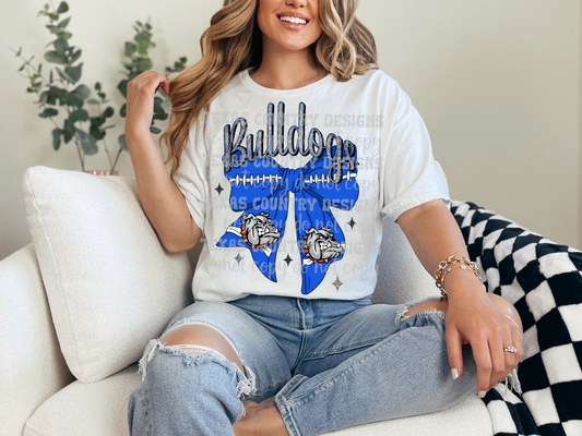 Burbank Bulldogs Blue Football Ribbon Bow
