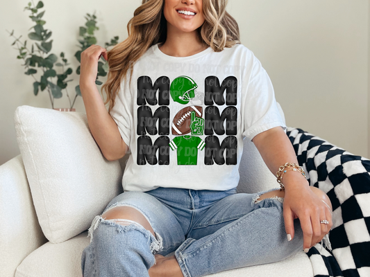 Stacked Football Mom Green