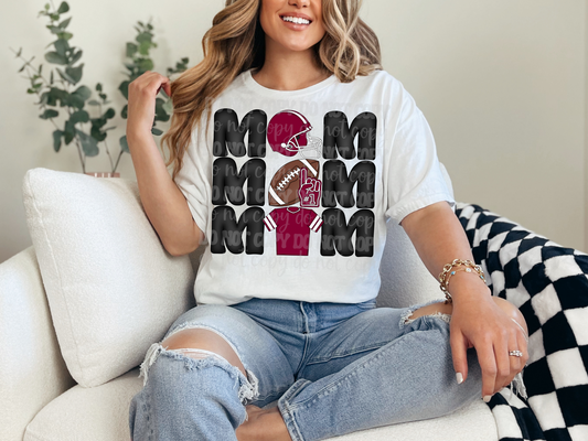 Stacked Football Mom Maroon