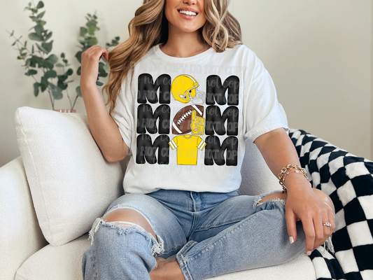 Stacked Football Mom Yellow