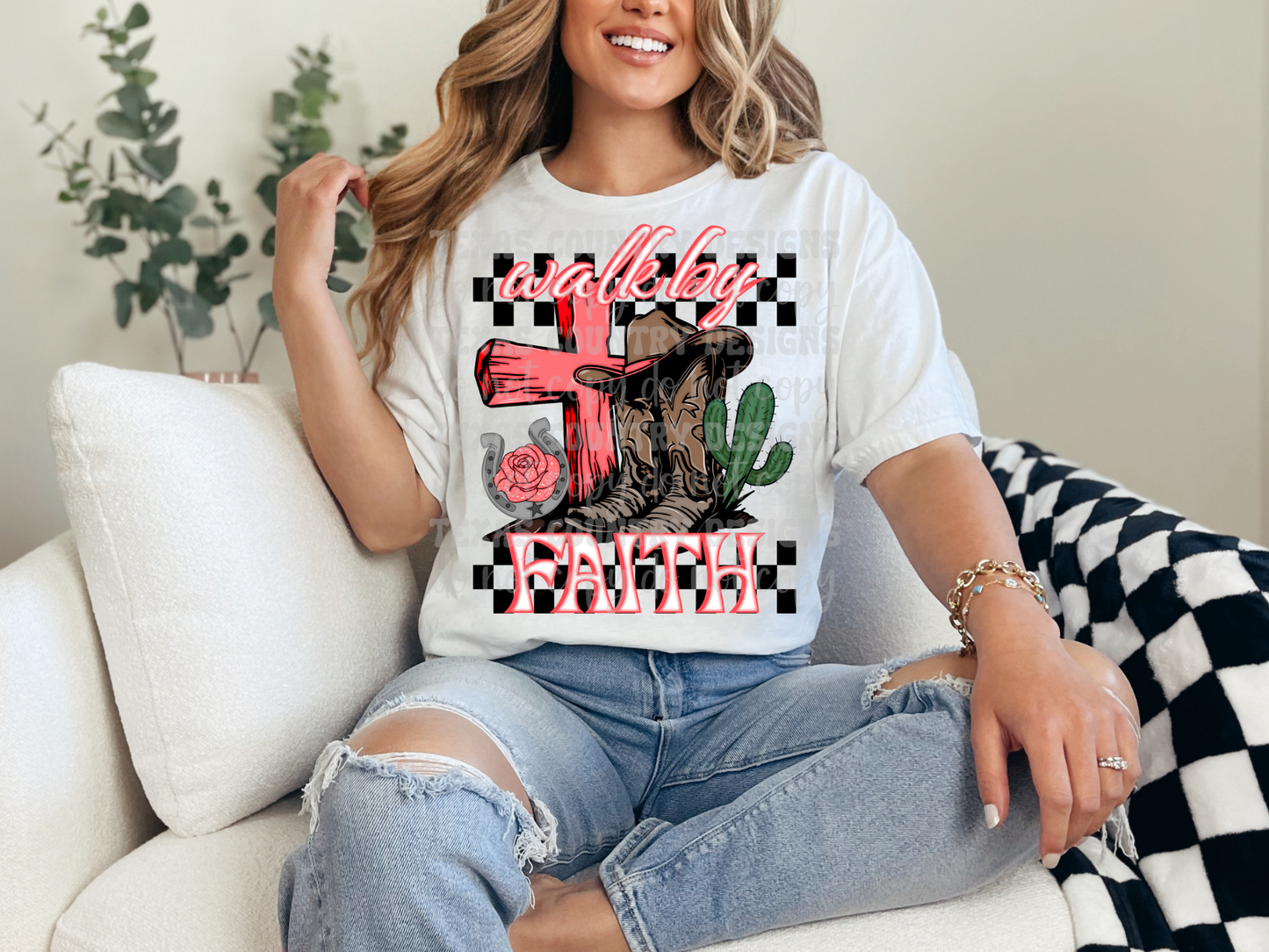 Walk By Faith Red Checkered