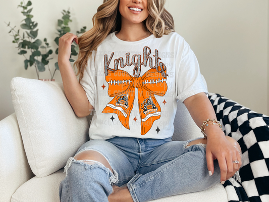 Kingsborough Knights Orange Football Ribbon Bow