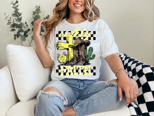 Walk By Faith Yellow Checkered