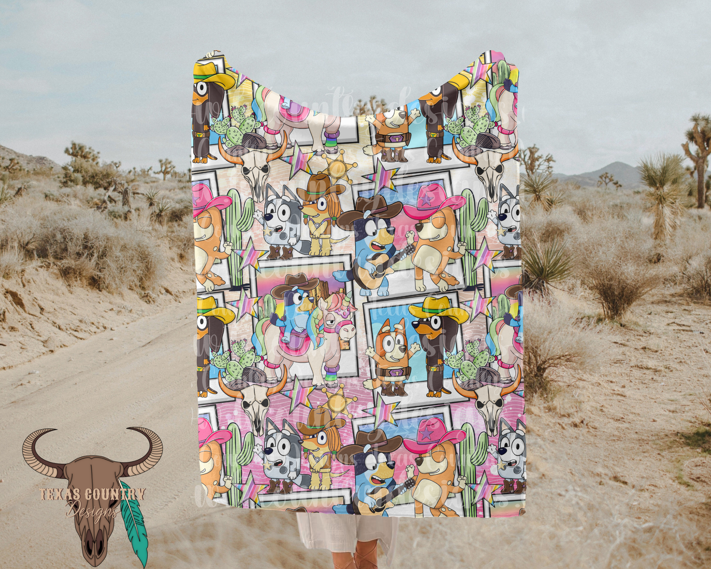 Blue Dog Wild West Blanket