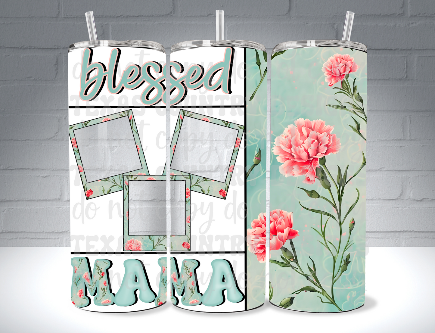 Blessed Mama Polaroid Teal 20OZ