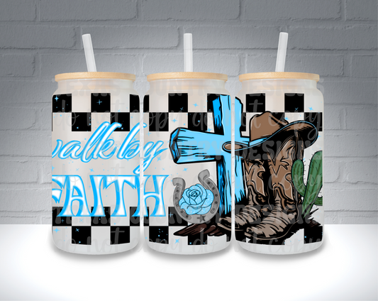 Walk By Faith 16OZ Blue