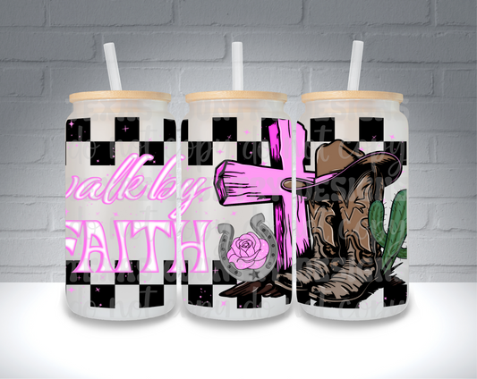 Walk By Faith 16OZ Pink