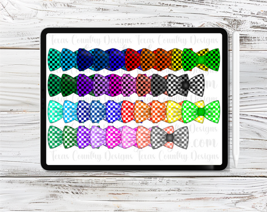 Bow Ties Checkered Clipart Set