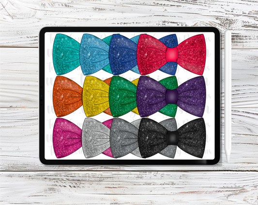 Bow Ties Glitter Clipart Set