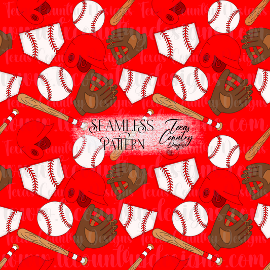 Baseball Seamless Red