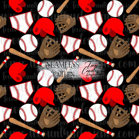Baseball Seamless Black