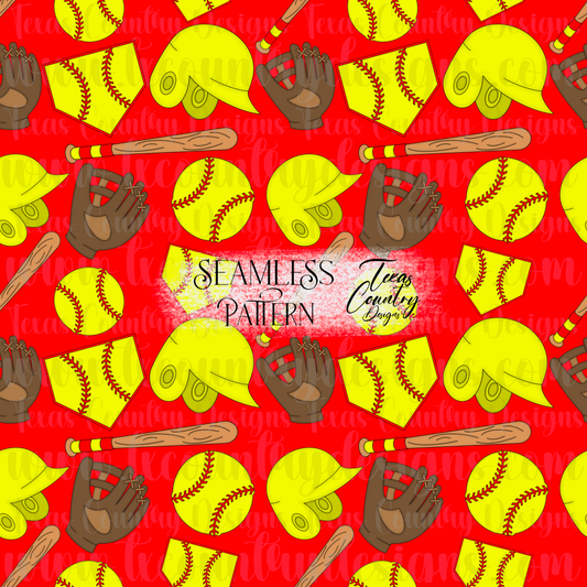 Softball Seamless Red