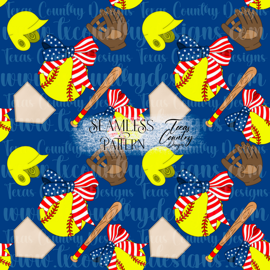 American Softball Seamless Blue