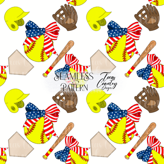 American Softball Seamless White