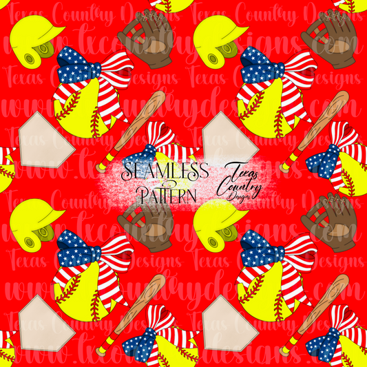 American Softball Seamless Red