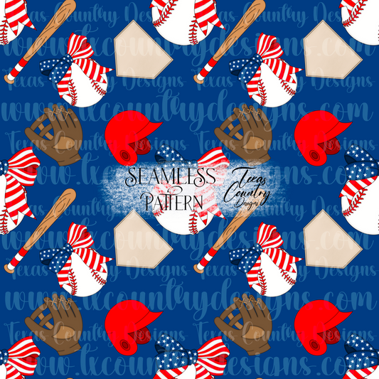 American Baseball Seamless Blue
