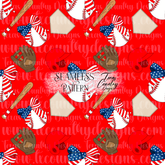 American Baseball Seamless Red