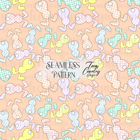 Pastel Checkered Bunny Seamless Orange