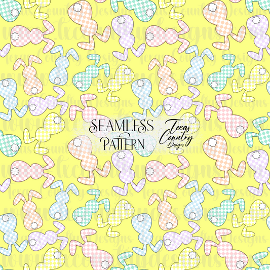 Pastel Checkered Bunny Seamless Yellow