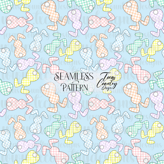 Pastel Checkered Bunny Seamless Blue