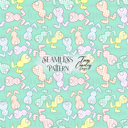 Pastel Checkered Bunny Seamless Green