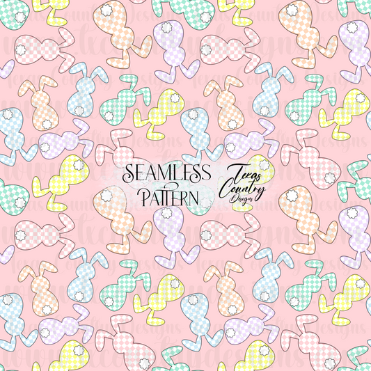Pastel Checkered Bunny Seamless Pink
