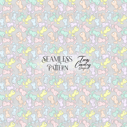 Pastel Checkered Bunny Seamless Gray