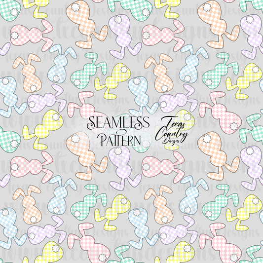 Pastel Checkered Bunny Seamless Gray